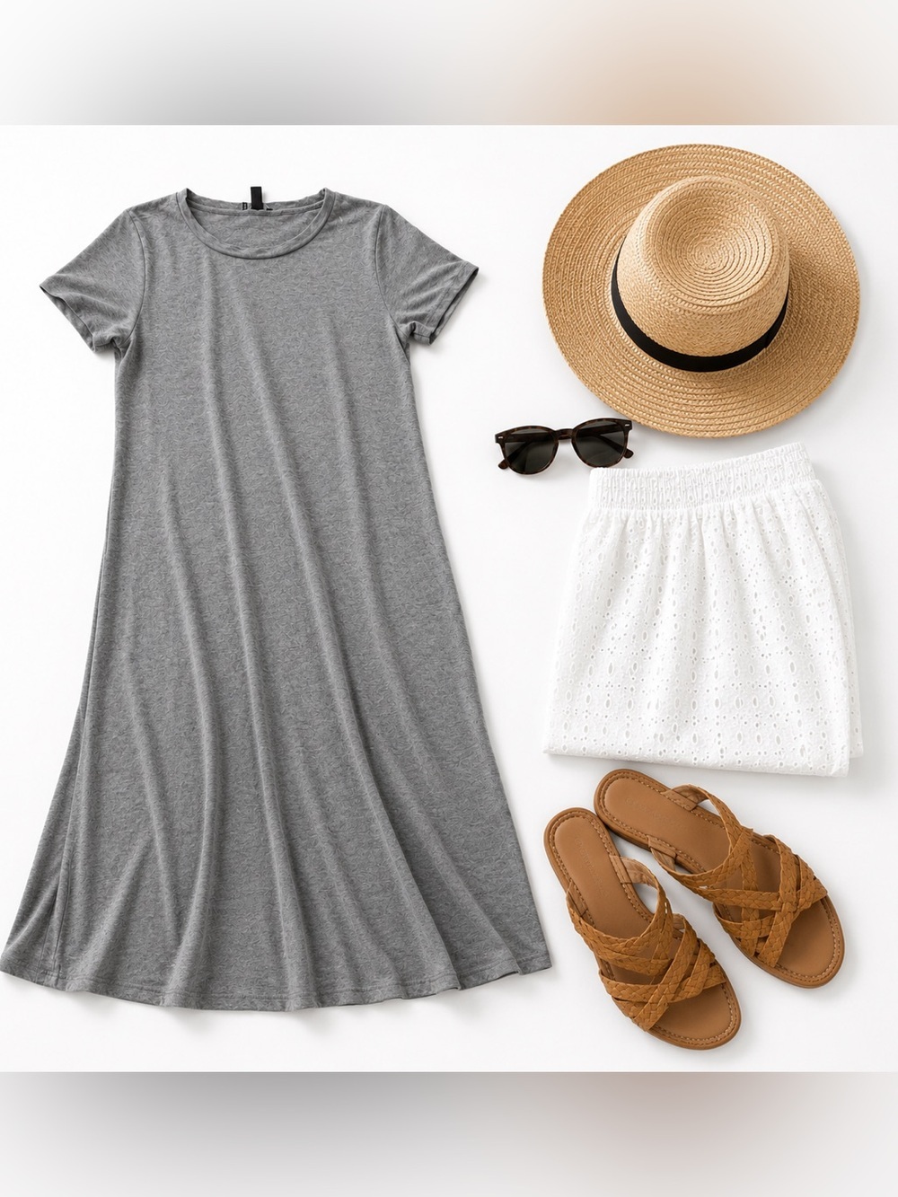 BUNDLE Summer Capsule SET | Cotton Eyelet Skirt + Casual Swing Dress (S/M)